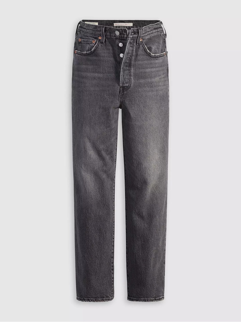 Levi’s Ribcage Straight Ankle Jeans Button Fly Size 34/18 Well Worn Black - Picture 3 of 16